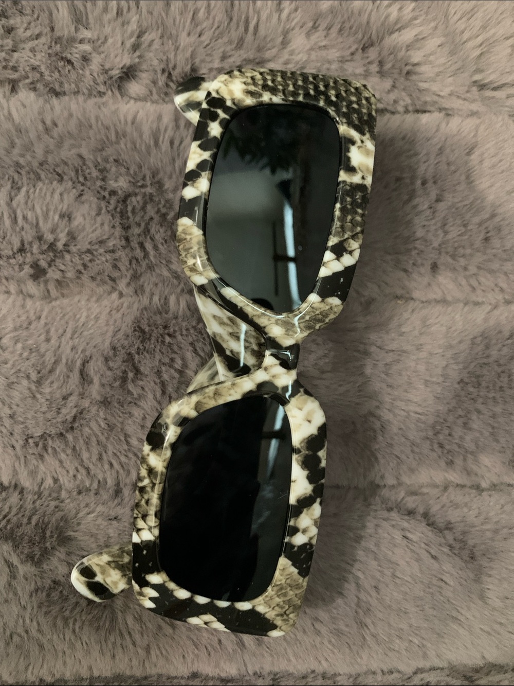 Black and Cream Snake-Print Reptile Sunglasses